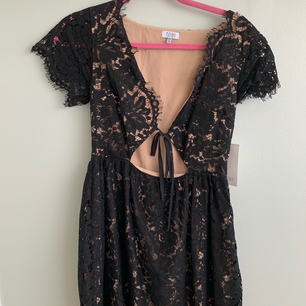 WORN ONCE! Black eyelet lace Tobi dress